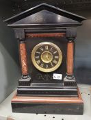 Large Early 20th Century Marble & Agate Mantel Clock 44cm High