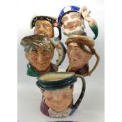 Royal Doulton Large Character Jugs to include Arry, Old Salt D6551, The Poacher D6429, Tony Weller &