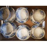 Royal Albert Moonlight Rose pattern cups and saucers x 6, (Avon shaped cups). Gold missing on cup