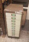 Bisley metal filing cabinet. height 67cm, depth 41cm, width 28cm