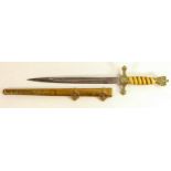 German Third Reich Kriegsmarine Officer’s Dress Dagger, with brass wired bound white cellulose