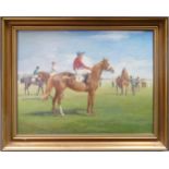 R. Gibbons, oil painting Horse Racing, The C & G Gimcrack Stakes, York 1975, 51 x 63cm. (6cm tear to