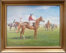 R. Gibbons, oil painting Horse Racing, The C & G Gimcrack Stakes, York 1975, 51 x 63cm. (6cm tear to