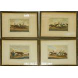 Set of four 19th century English horse racing prints, signed A Lamb, each 26 x 34cm. (4)