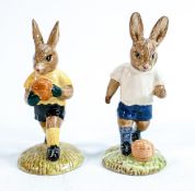 Royal Doulton pair of Bunnykins figures - Footballer DB121 and Goalkeeper DB120 limited edition. (2)