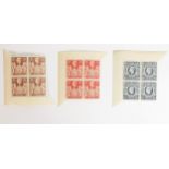 Scarce block of 4 x dark blue SG478 10/- George VI MNH unmounted mint stamps with 2 selvedge