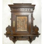 Continental Secessionist wall hanging hall cabinet with high relief copper panel to door, 73 x 64cm