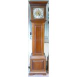 Mahogany early 20th century long case brass faced clock marked Page Keen & Page, height 190cm.
