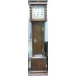 19th century 30 hours oak long case clock with square painted dial, marked Tanner Lewes, height