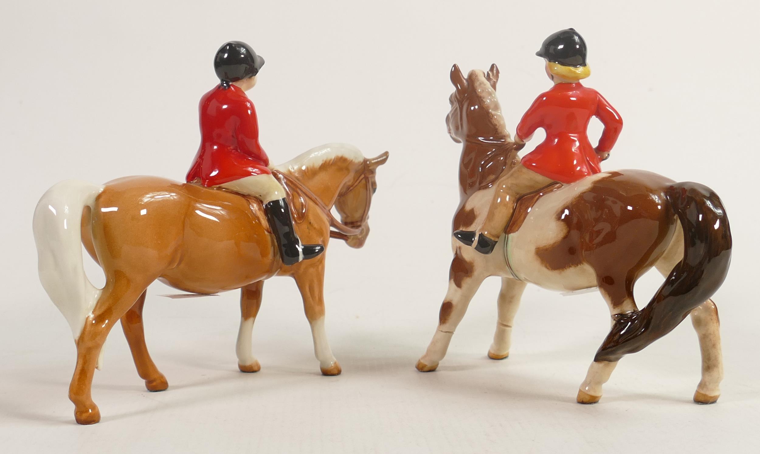 Beswick girl on Skewbald pony 1499, together with a boy on pony 1500. Both with red jackets. Girl on - Image 3 of 3