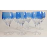 De Lamerie fine crystal large blue large wine glasses, specially made high end quality items, height