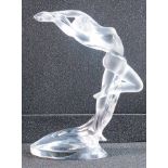 Boxed Lalique Paris Crystal Arms Up Acrobat nude figure, height 26cm.