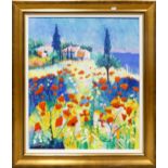 Godfrey Tonks, oil painting on canvas "Spring Tuscany" in gilt frame, 70 x 60cm.