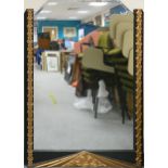 Very large Art Deco bevel edged wall mirror, height 132cm x 95cm.