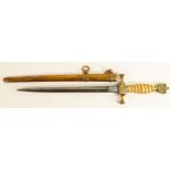 WW1/WW2 German Kreigsmarine Officers Dress Dagger with brass scabbard, blade marked "D Wiener