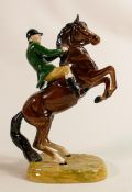 Beswick Huntsman on rearing horse 868 with green jacket, restored foot on rider.