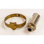 WW1 brass trench art bracelet marked "A German Prisoner 1919 Souvenir from France" together with