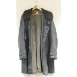 German WW2 horse hide quality leather Deck jacket, blanket interior with lambs wool collar, label