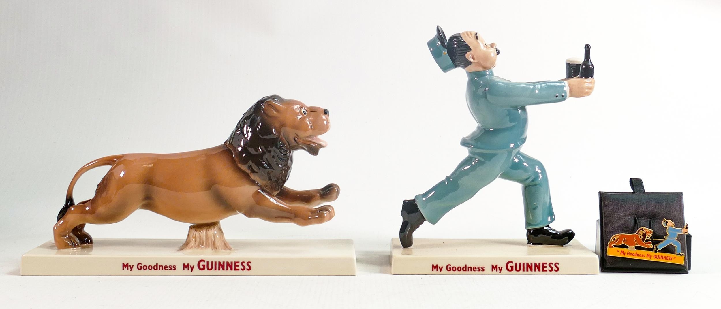 Coalport Guinness advertising figures Lion and Zookeeper, limited edition with badge, boxed with