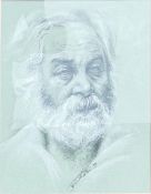 Contemporary pastel & charcoal signed portrait by John Wharton 1999, frame size 62 x 52cm