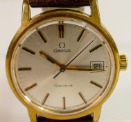 Omega Geneve automatic date wristwatch, c1960s with leather strap, case size 35mm. In ticking order.