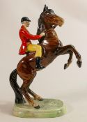 Beswick Huntsman on rearing horse 868, early version with yellow trousers, restored.