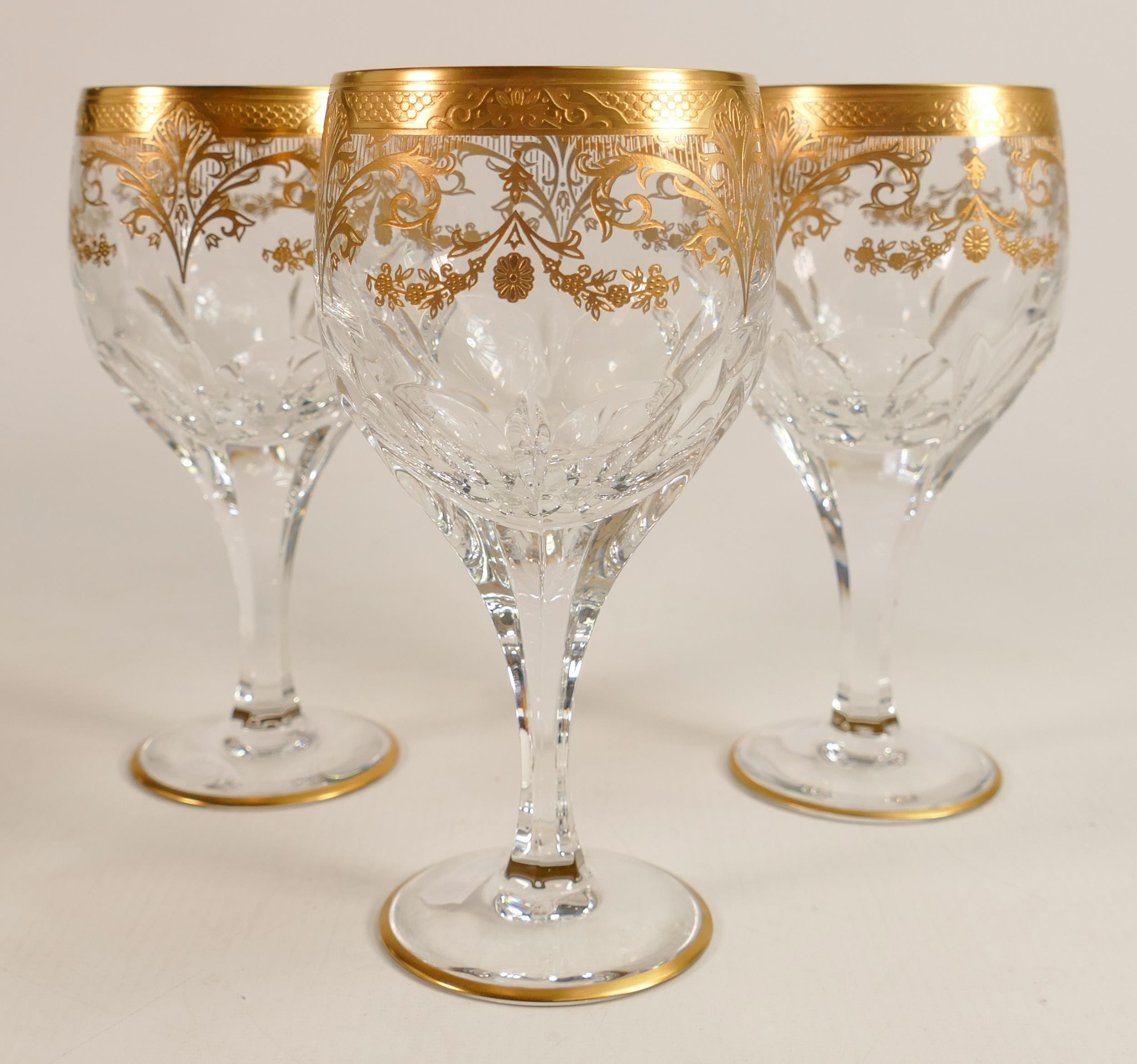 De Lamerie fine crystal heavily gilded glass goblets, specially made high end quality items,
