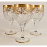De Lamerie fine crystal heavily gilded glass goblets, specially made high end quality items,