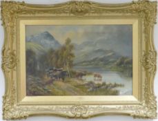 Victorian oil on canvas, Highland Cattle, signed Campbell, frame size 64 x 86cm