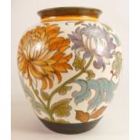 Large Gouda Vase decorated in Chrysanthemum design, height 26cm.