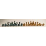 Wade chess Nautical Sub Aqua theme chess set in brown & green, 32 pieces, height of King 7.5cm.
