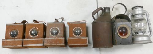 A collection of distressed railway related lamps & similar. (7)