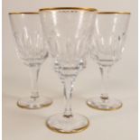 De Lamerie fine crystal heavily gilded large wine glasses, specially made high end quality items,