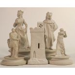 Wedgwood early Flaxman chess pieces, impressed marks to base, Spaks Collection sticker noted to King