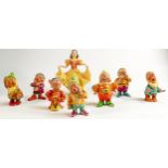 A set of Wade first version Snow White and the Seven Dwarfs, c1930s in cellulose finish, some