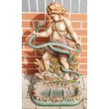 Large cast metal Serpent & Child umbrella stand, height 81cm.