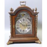 Mahogany cased Elliot mantle clock with 3 train movement, height 28cm