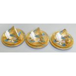 De Lamerie Fine Bone China heavily gilded Blue Royale patterned trios, specially made high end