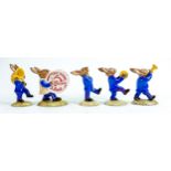 Royal Doulton set of Bunnykins figures the blue Oompah band comprising - Cymbal player DB88,