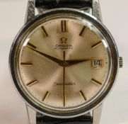 Omega Seamaster automatic date wristwatch, c1960s stainless steel with new leather strap, case