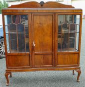 Queen Anne style 1920s 3-door Astragal glazed cabinet. H152cm x W135cm x D35cm.