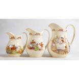 Royal Doulton Bunnykins graduated collection of Albion jugs, tallest 15cm. (3)
