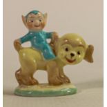 Mabel Lucie Attwell for Shelley, A bone china figure of seated Boo Boo fairy in blue, riding a dog