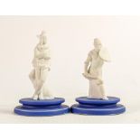 Wedgwood early Flaxman chess pieces, impressed marks to base. (2)