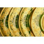 De Lamerie Fine Bone China heavily gilded Exotic Green patterned dinner plates, specially made