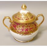 De Lamerie Fine Bone China heavily gilded Royal Bow patterned sugar bowls, specially made high end