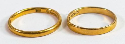Two 22ct gold wedding rings, 4.6g. (2)