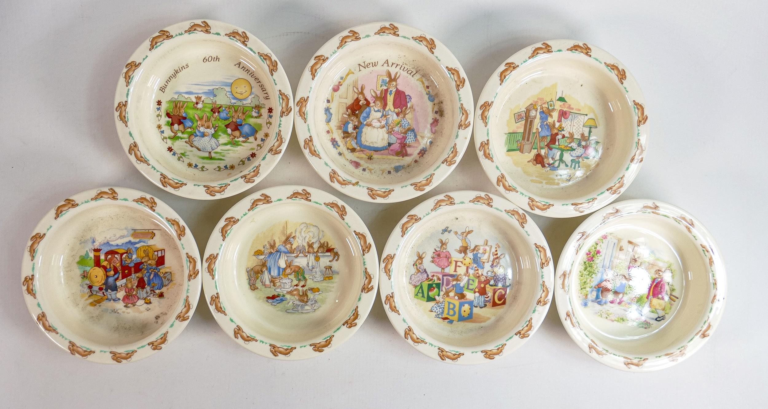 Royal Doulton Bunnykins small round baby plates, each 16cm. (7) - Image 3 of 3