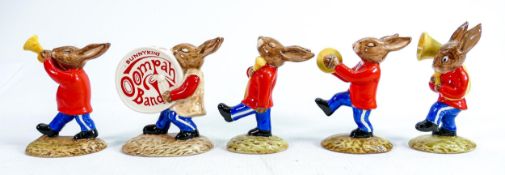 Royal Doulton Bunnykins figures from the Oompah Band - in a red colourway - 50th anniversary set