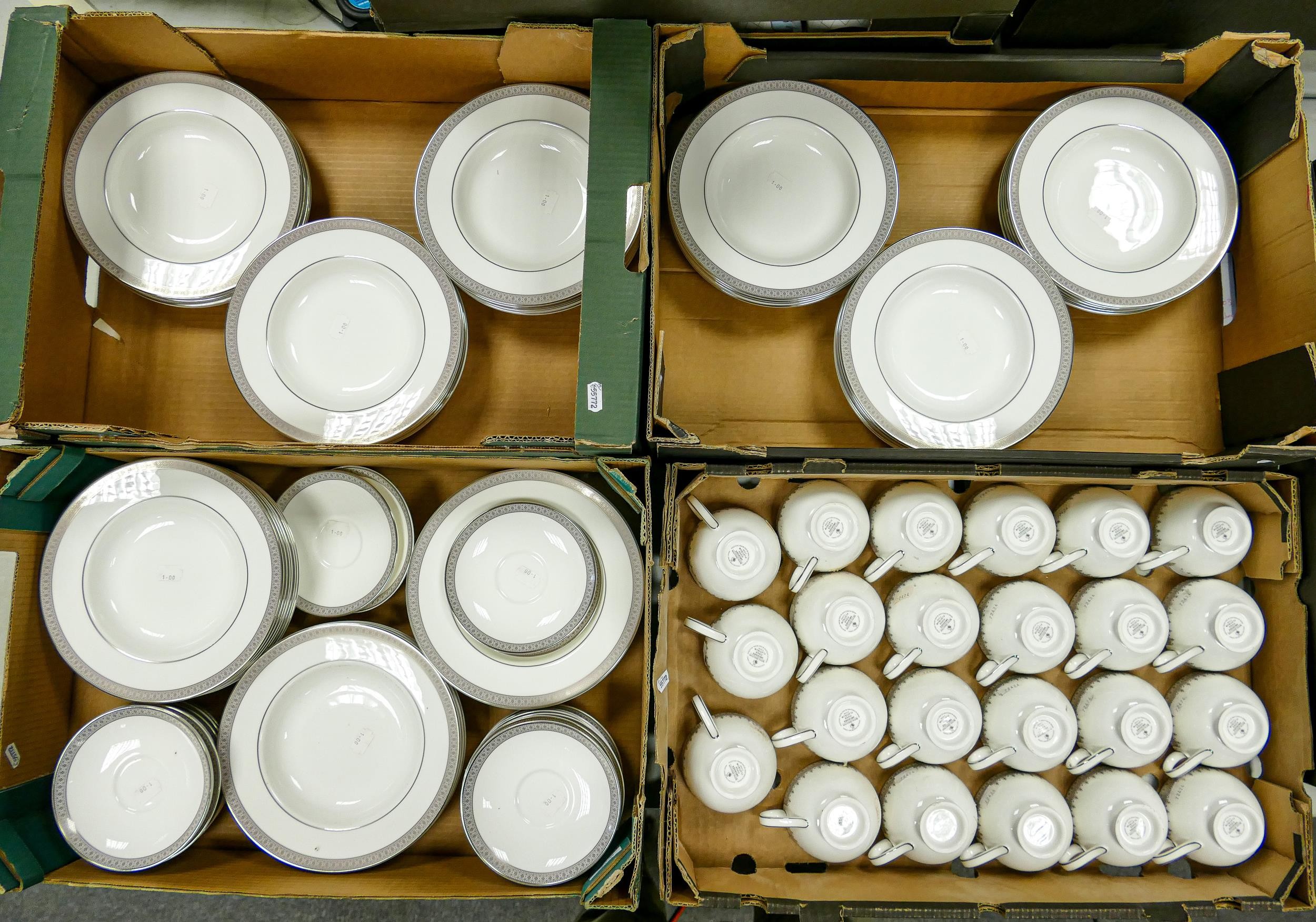 Royal Doulton Archives Piper Platinum patterned tea & dinner ware to include - cups & saucers x 46 - Image 3 of 3